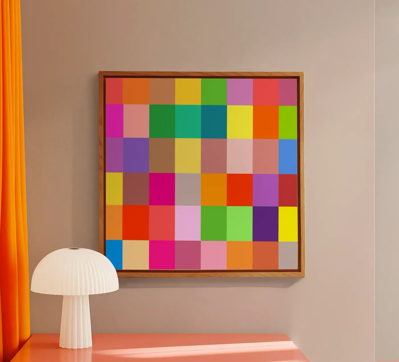 Colorful retro squares pattern plexiglass da baobabprintstore