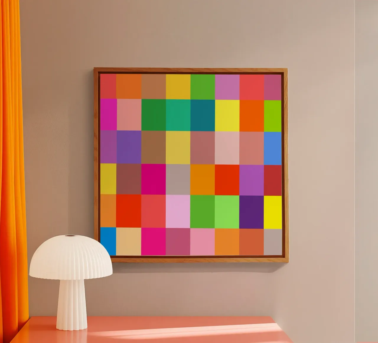 Colorful retro squares pattern plexiglass da baobabprintstore
