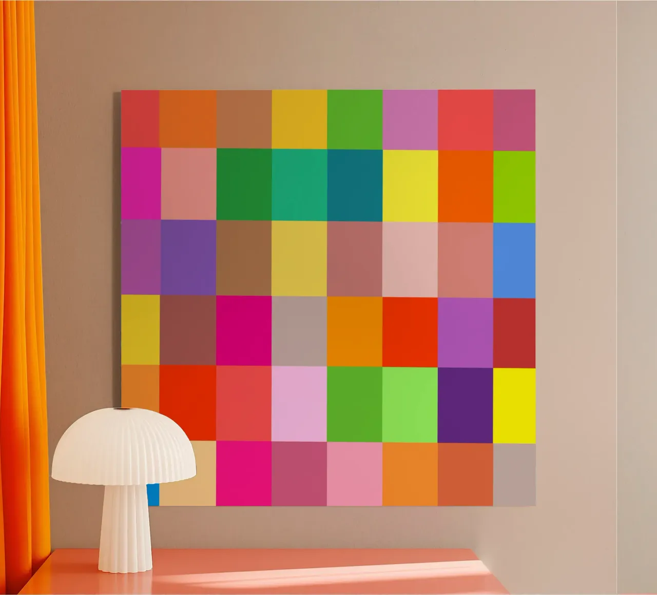 Colorful retro squares pattern plexiglas de baobabprintstore