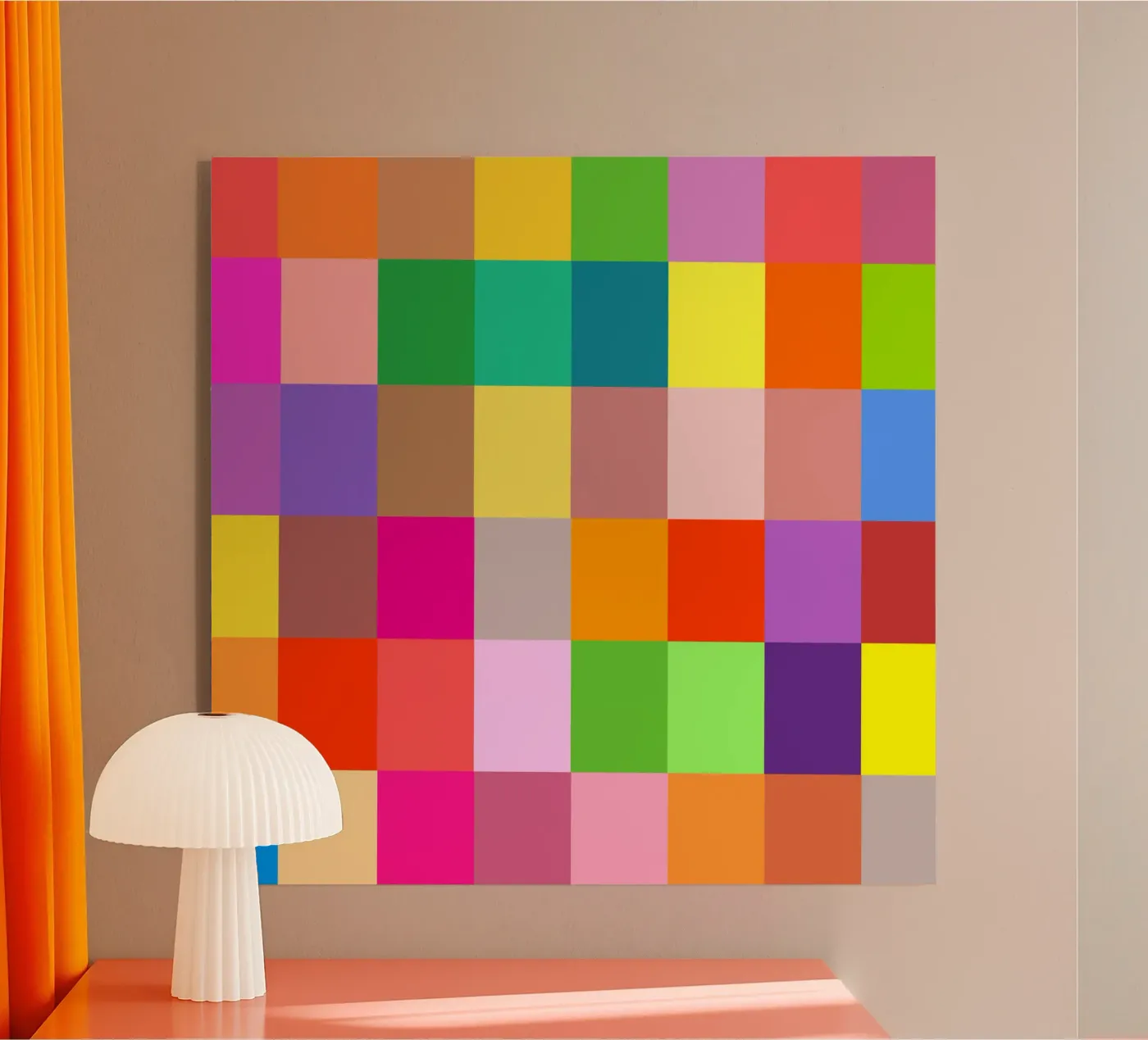 Colorful retro squares pattern plexiglass da baobabprintstore