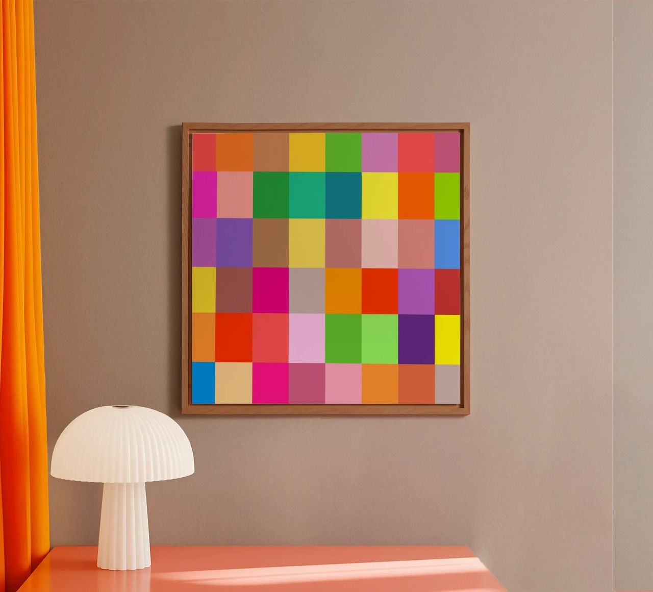 Colorful retro squares pattern alluminio dibond da baobabprintstore