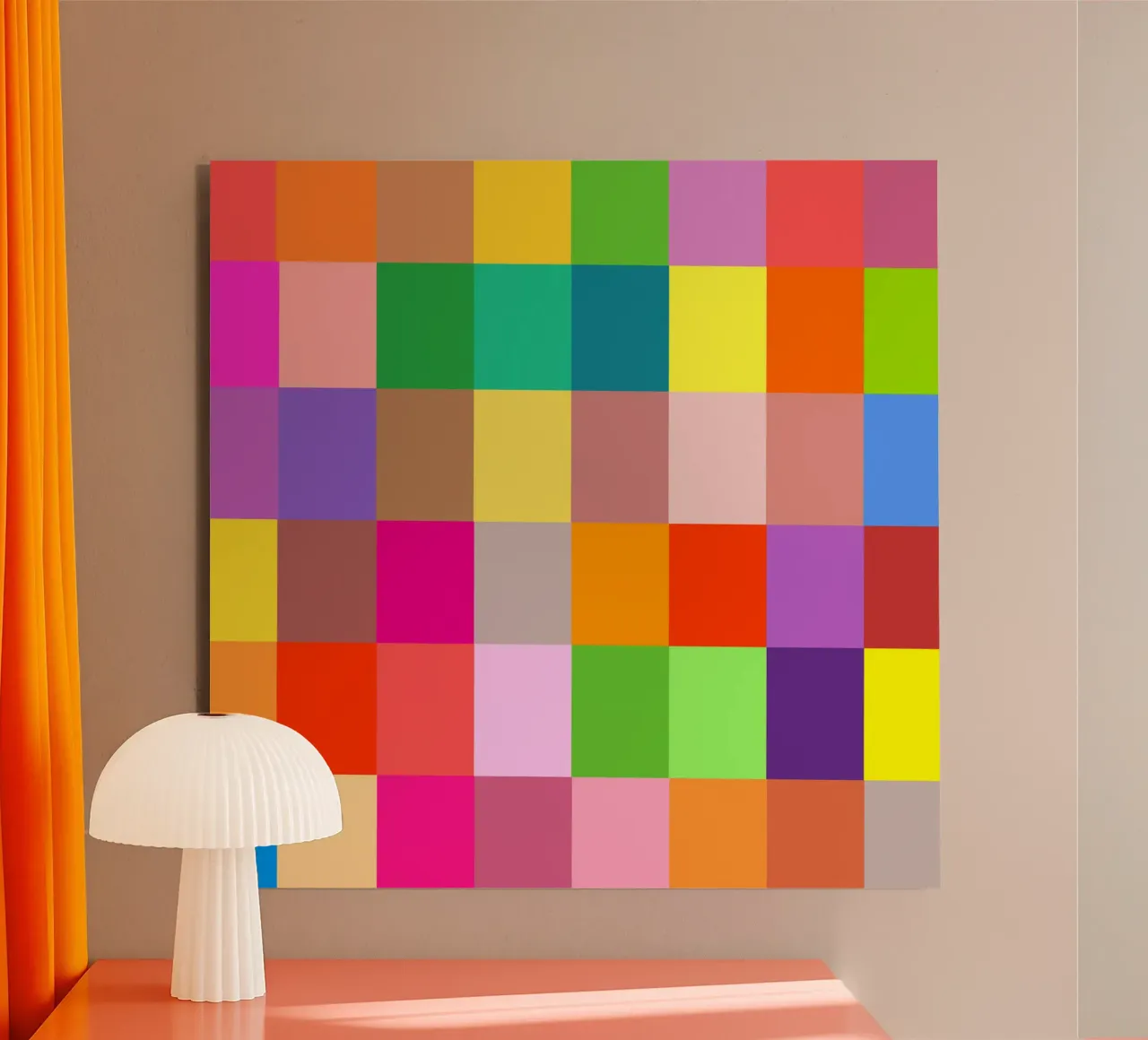 Colorful retro squares pattern alluminio dibond da baobabprintstore