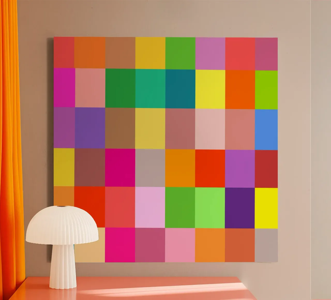 Colorful retro squares pattern canvas by baobabprintstore