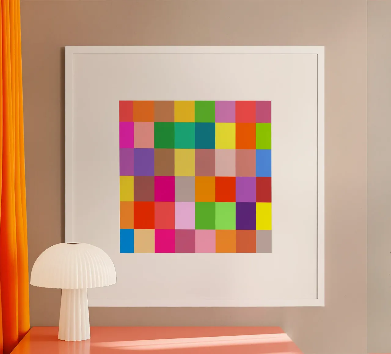 Colorful retro squares pattern hahnemühle van baobabprintstore