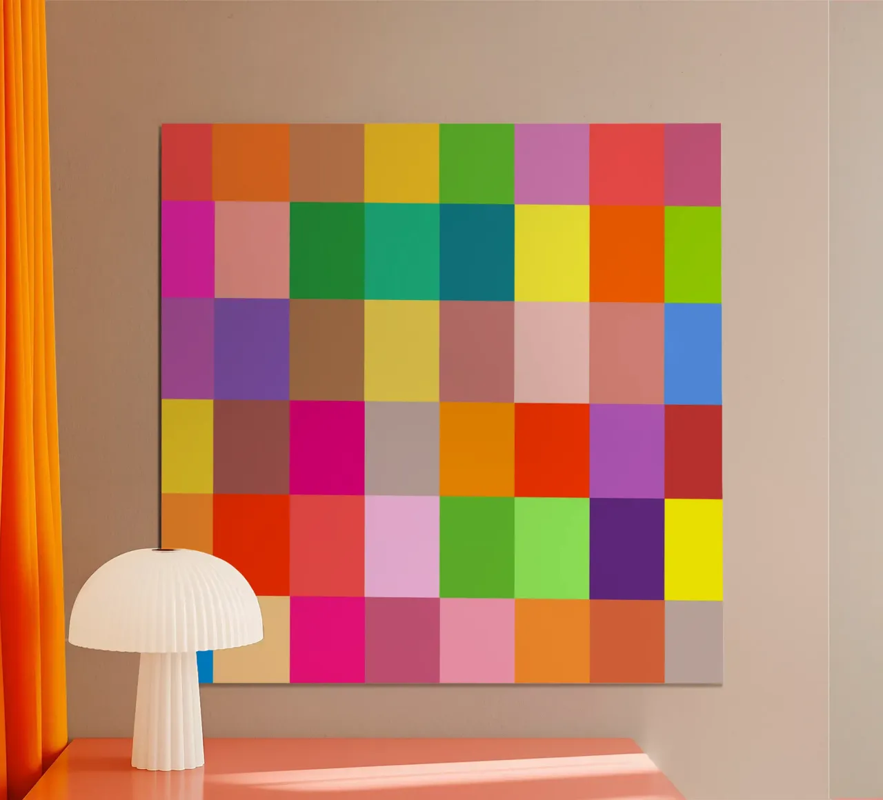 Colorful retro squares pattern carta hahnemühle da baobabprintstore