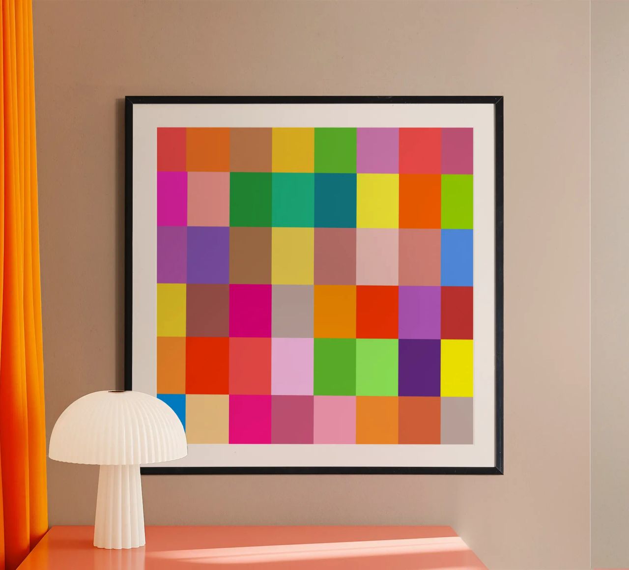 Colorful retro squares pattern carta hahnemühle da baobabprintstore