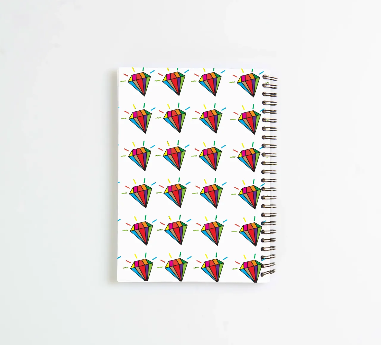 Colorful diamonds pattern spiral notebook by baobabprintstore