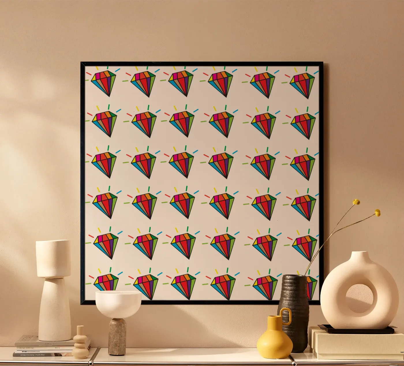 Colorful diamonds pattern poster da baobabprintstore