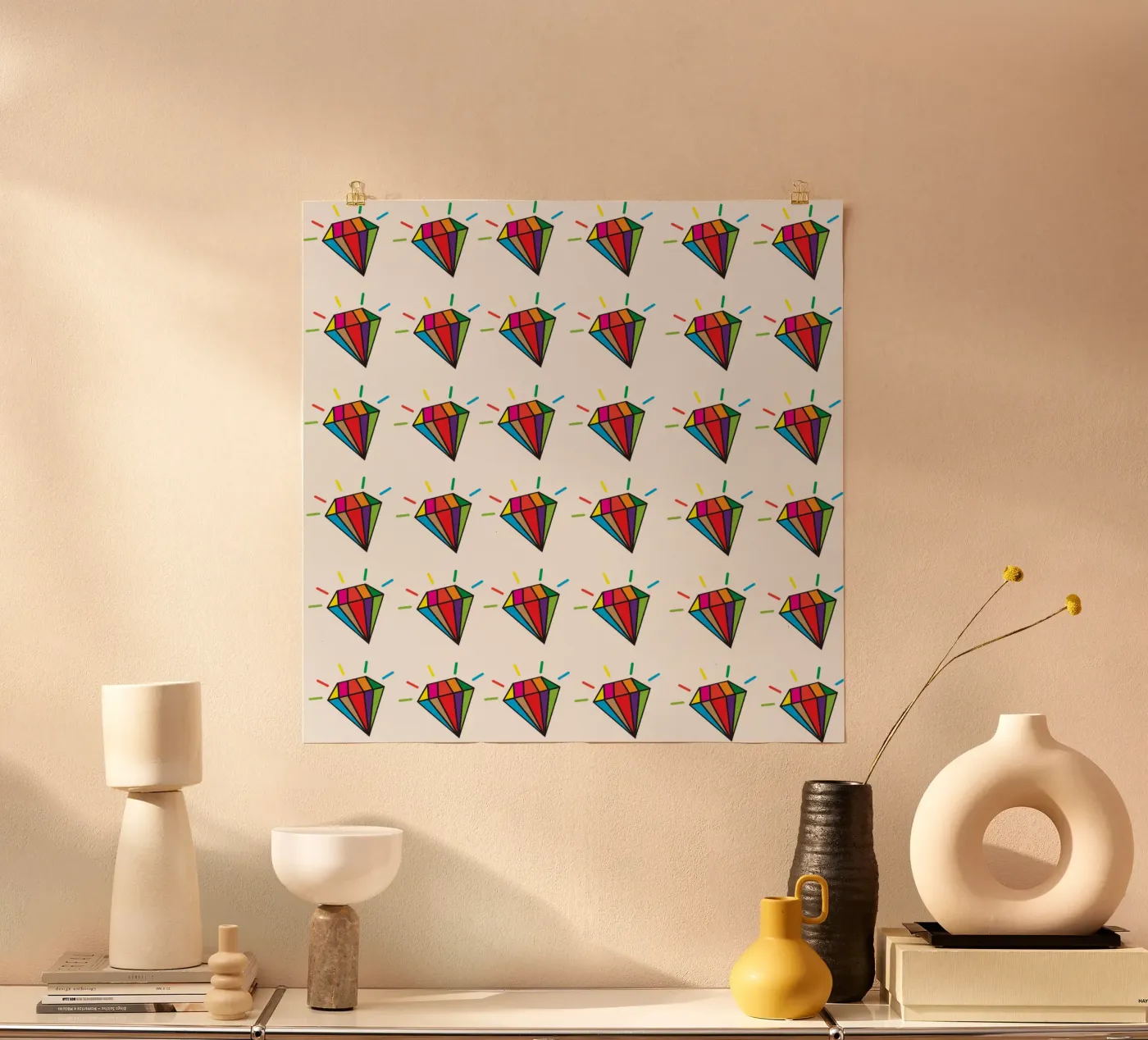 Colorful diamonds pattern poster da baobabprintstore