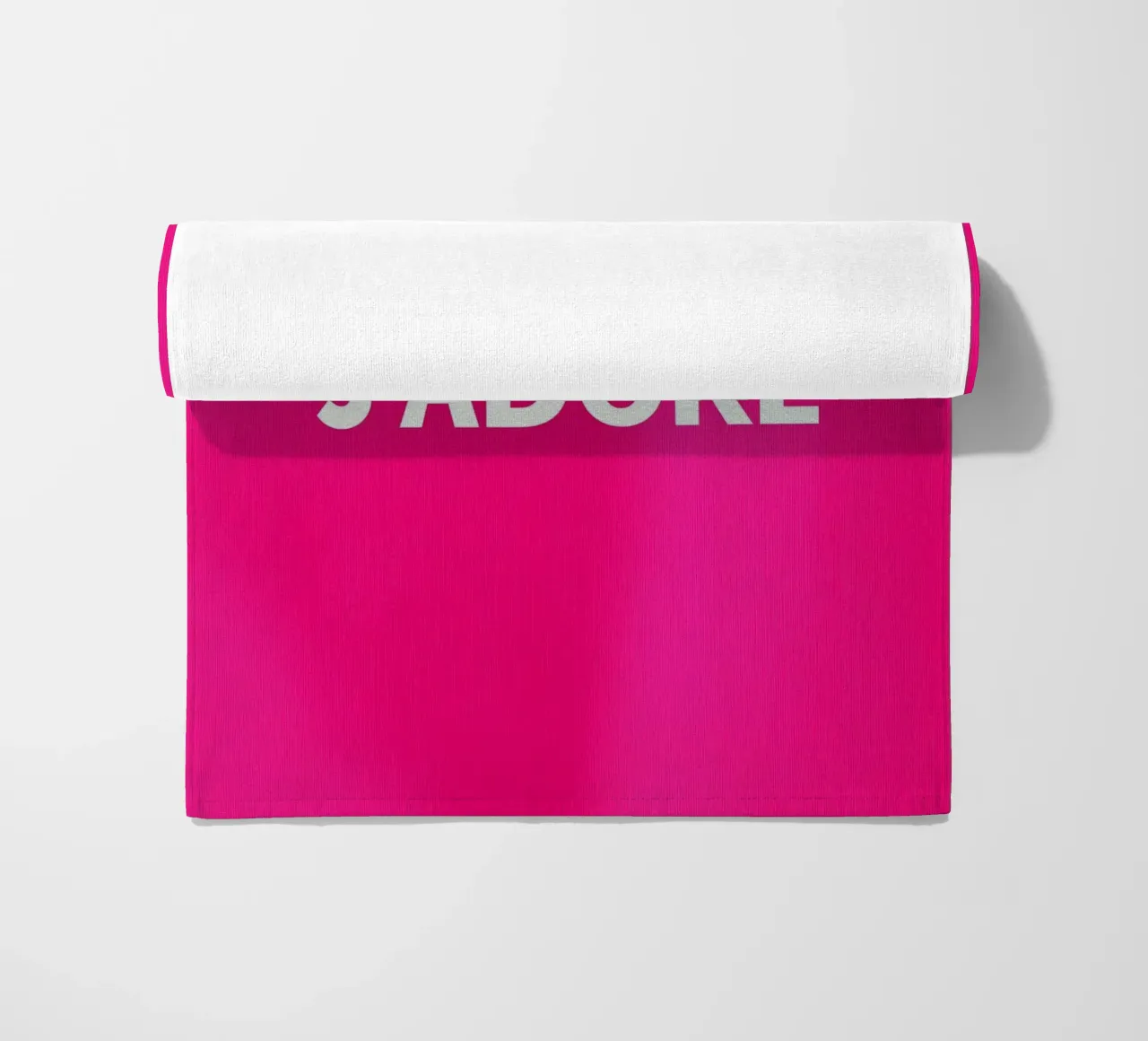 I love in pink beach towel by Carinaprint