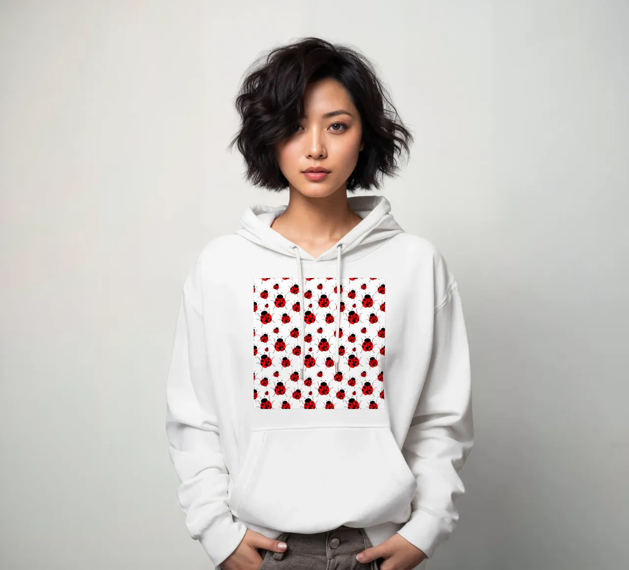 Ladybugs pattern felpa con cappuccio da baobabprintstore