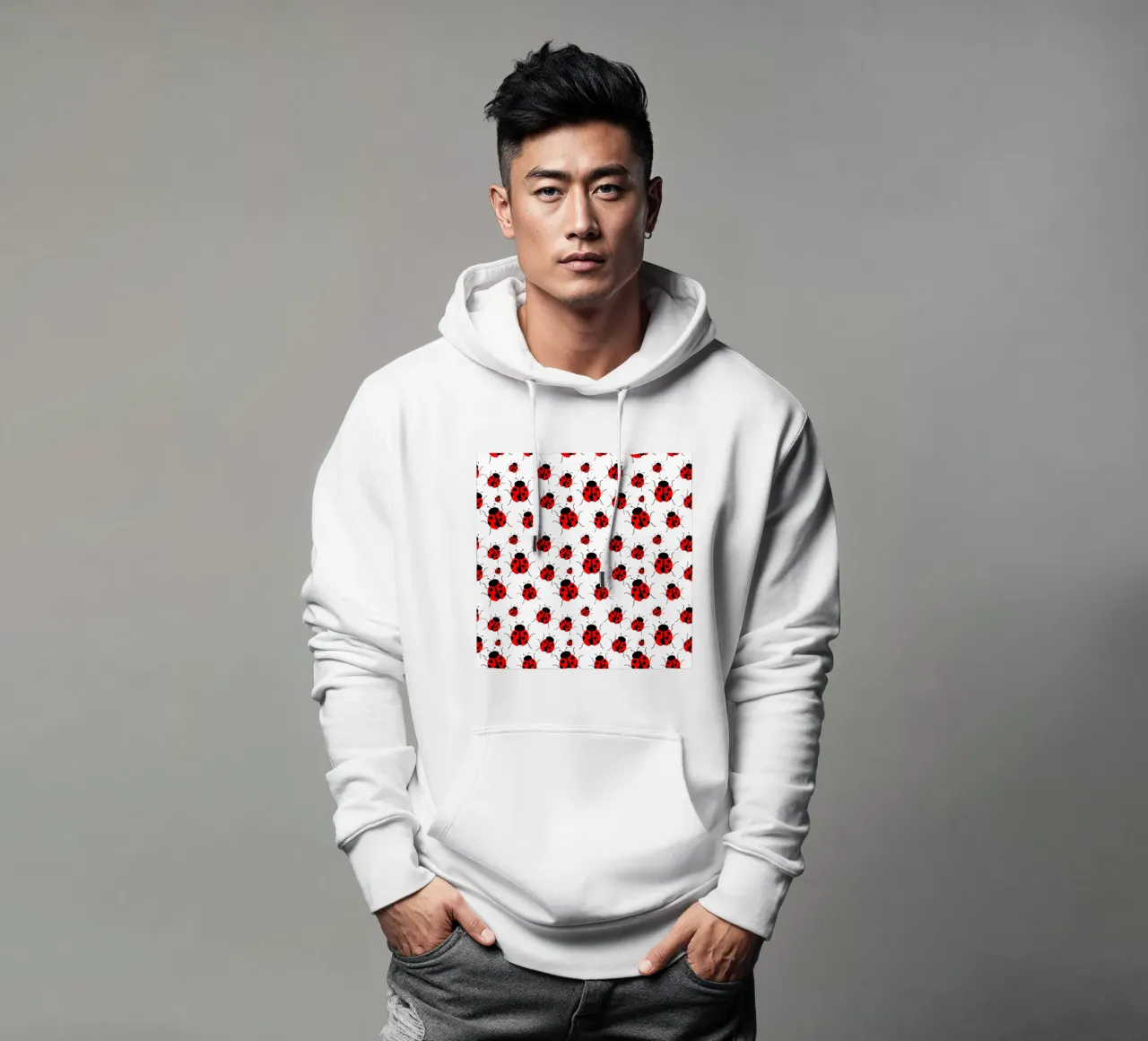 Ladybugs pattern felpa con cappuccio da baobabprintstore