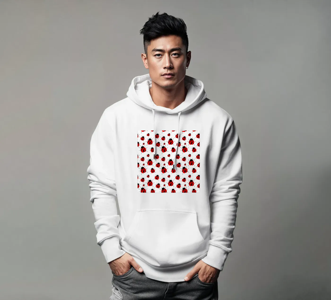 Ladybugs pattern felpa con cappuccio da baobabprintstore