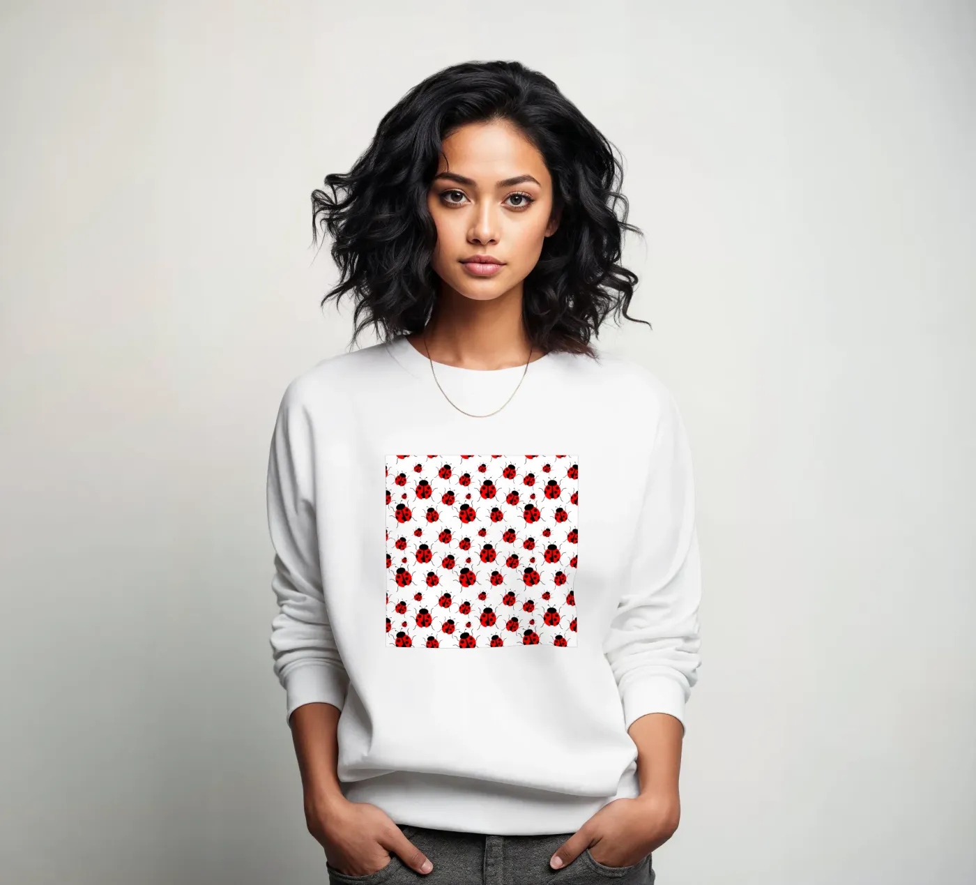 Ladybugs pattern sweatshirt van baobabprintstore