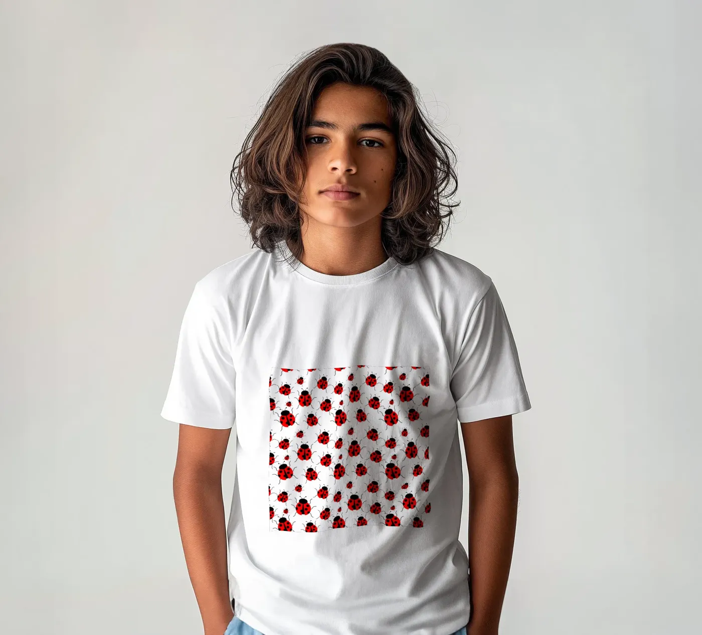 Ladybugs pattern t-shirt bambini da baobabprintstore