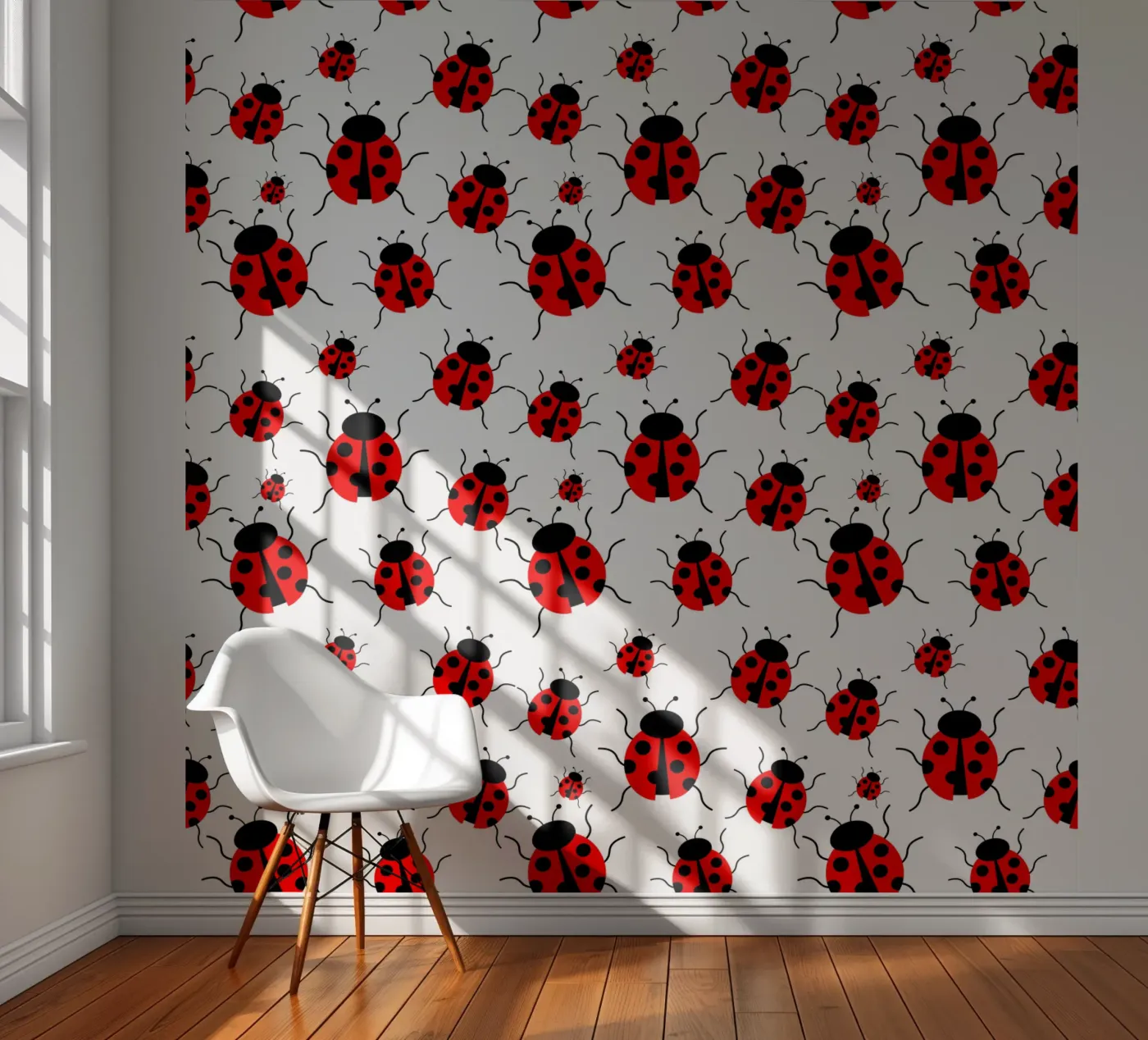 Ladybugs pattern fotobehang van baobabprintstore