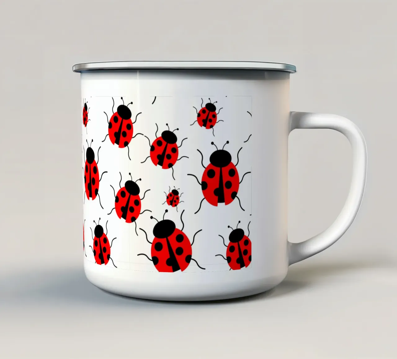 Ladybugs pattern tazza in smalto da baobabprintstore