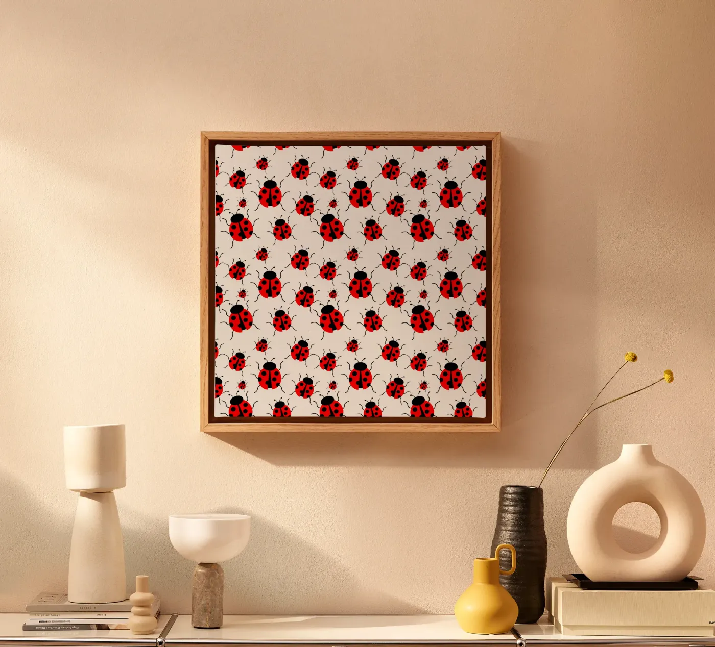 Ladybugs pattern canvas by baobabprintstore