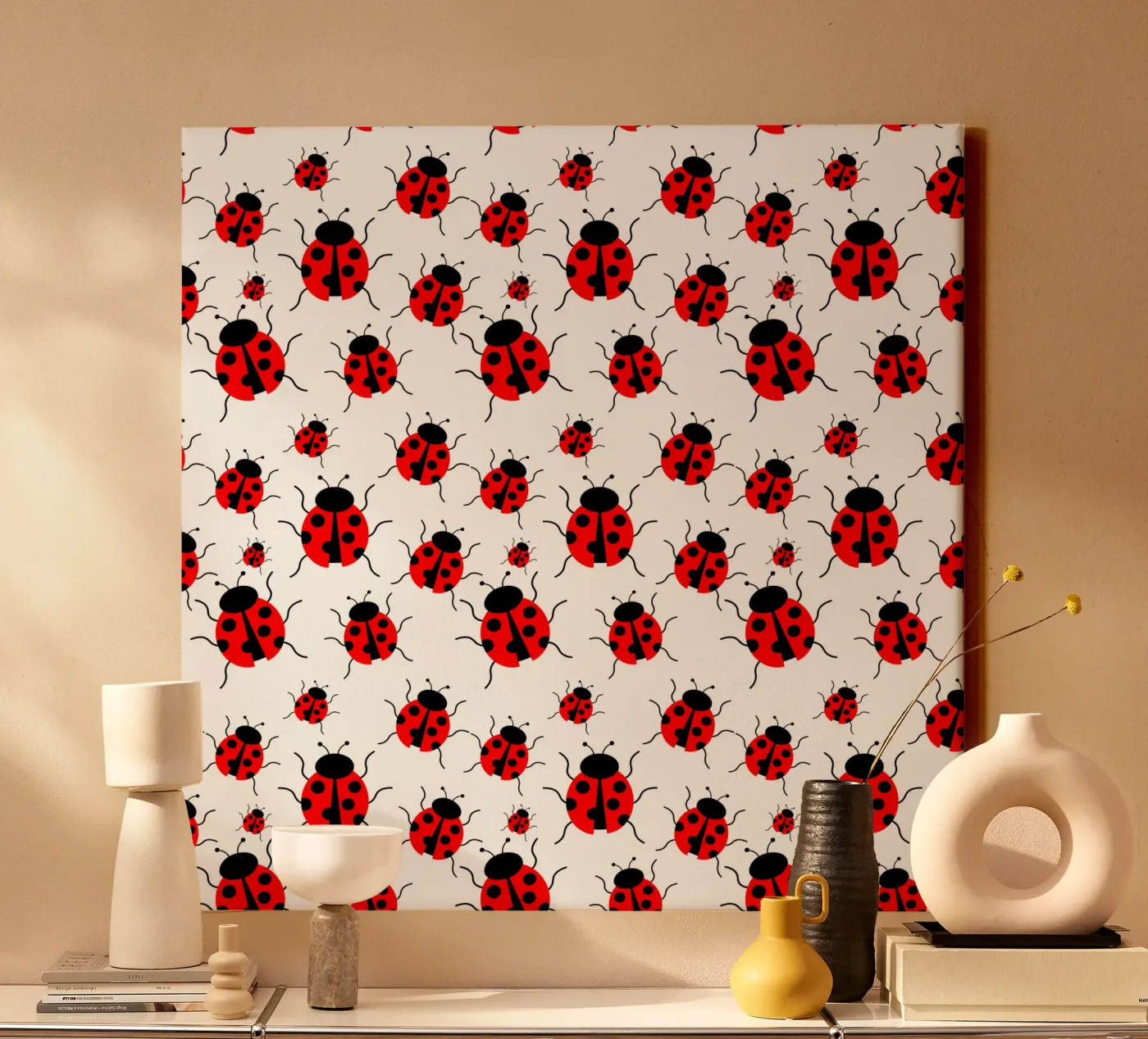 Ladybugs pattern canvas by baobabprintstore