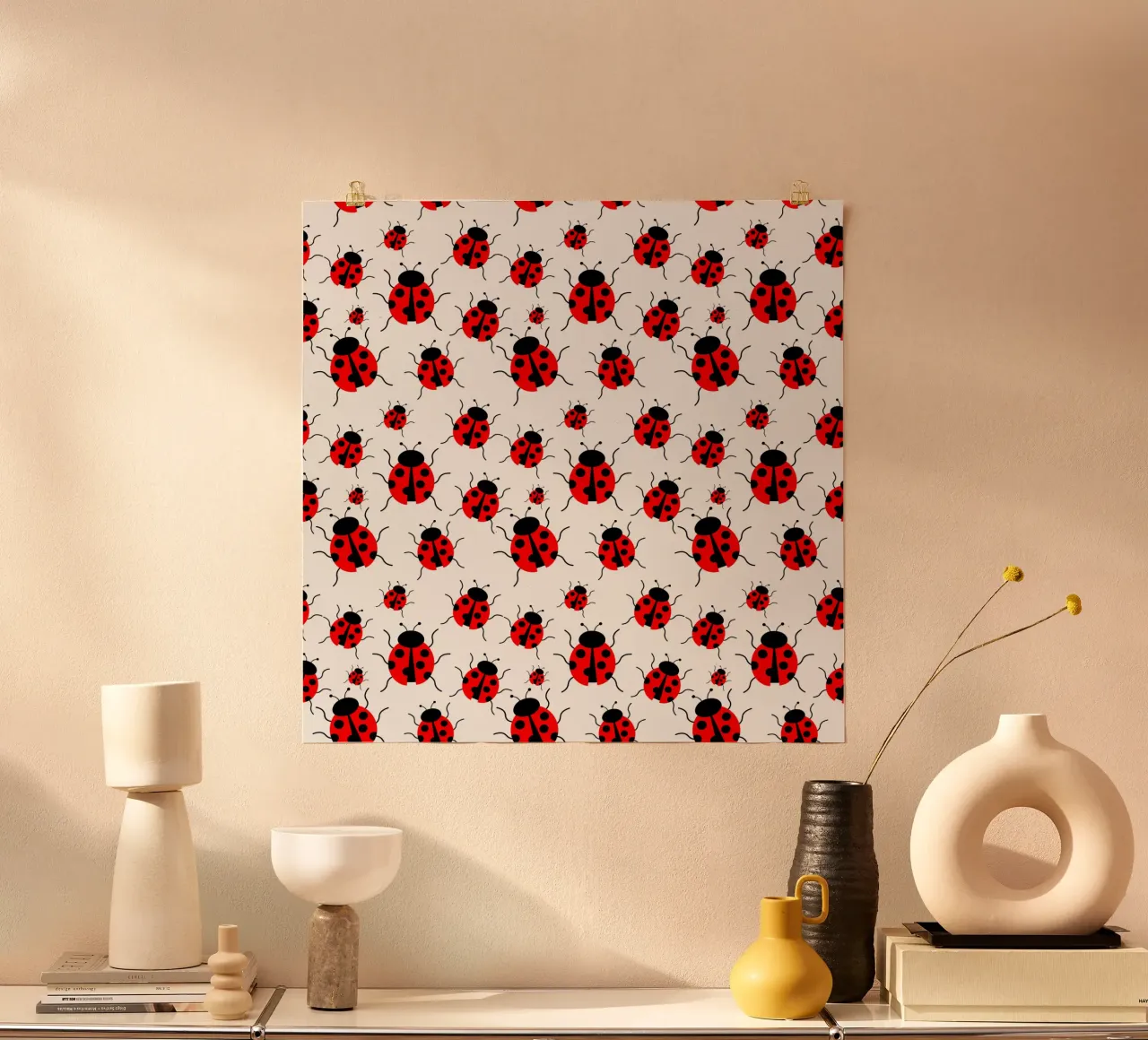 Ladybugs pattern carta hahnemühle da baobabprintstore