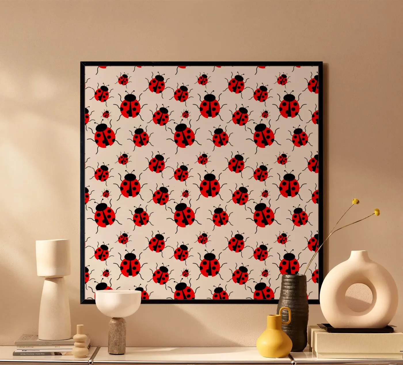 Ladybugs pattern poster van baobabprintstore