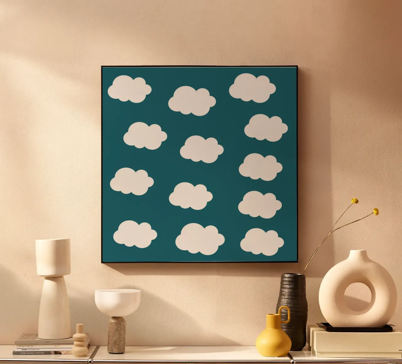 Cute puffy clouds plexiglass da baobabprintstore