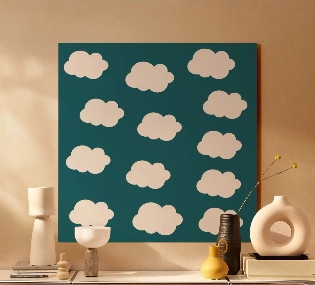 Cute puffy clouds plexiglass da baobabprintstore