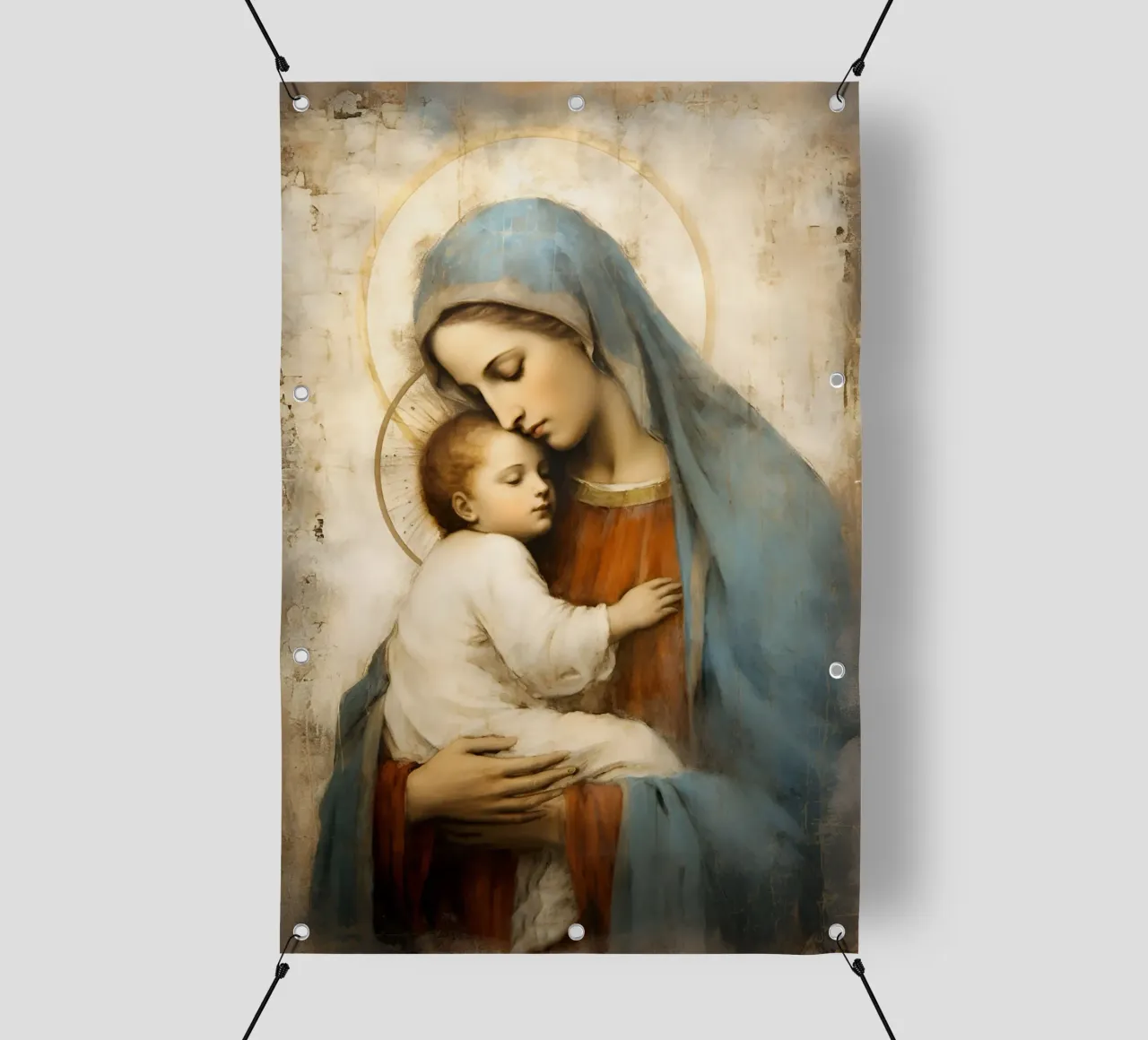 Vergine Maria con bambino telo in pvc da Carinaprint