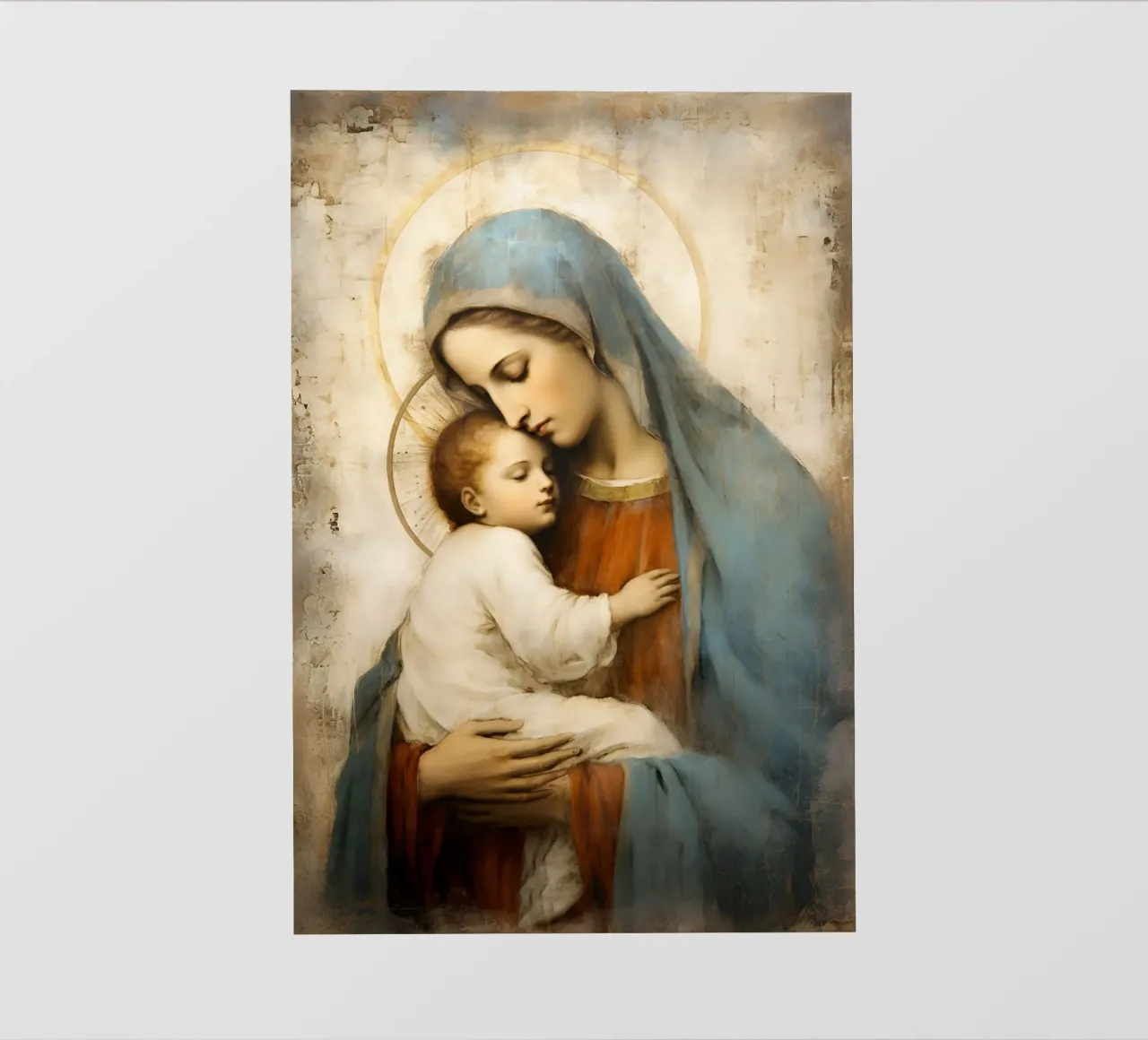 Vergine Maria con bambino telo in pvc da Carinaprint