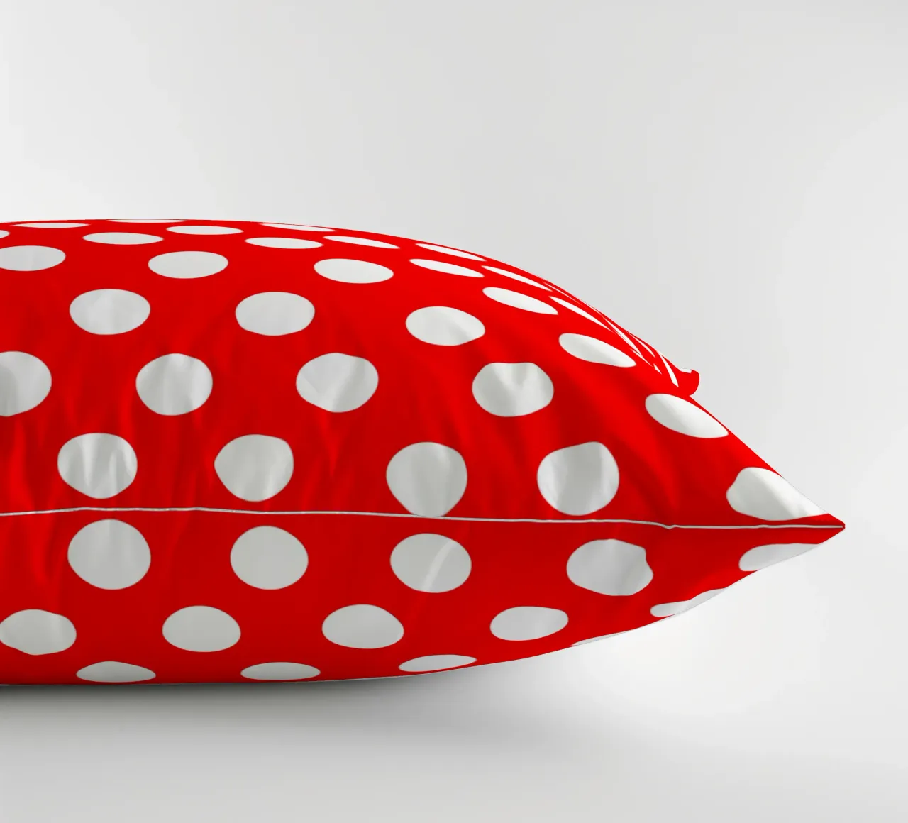 Red polka dots pattern decorative cushion by baobabprintstore