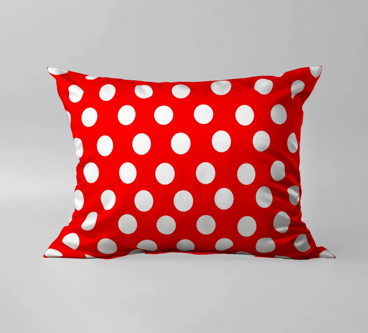Red polka dots pattern decorative cushion by baobabprintstore