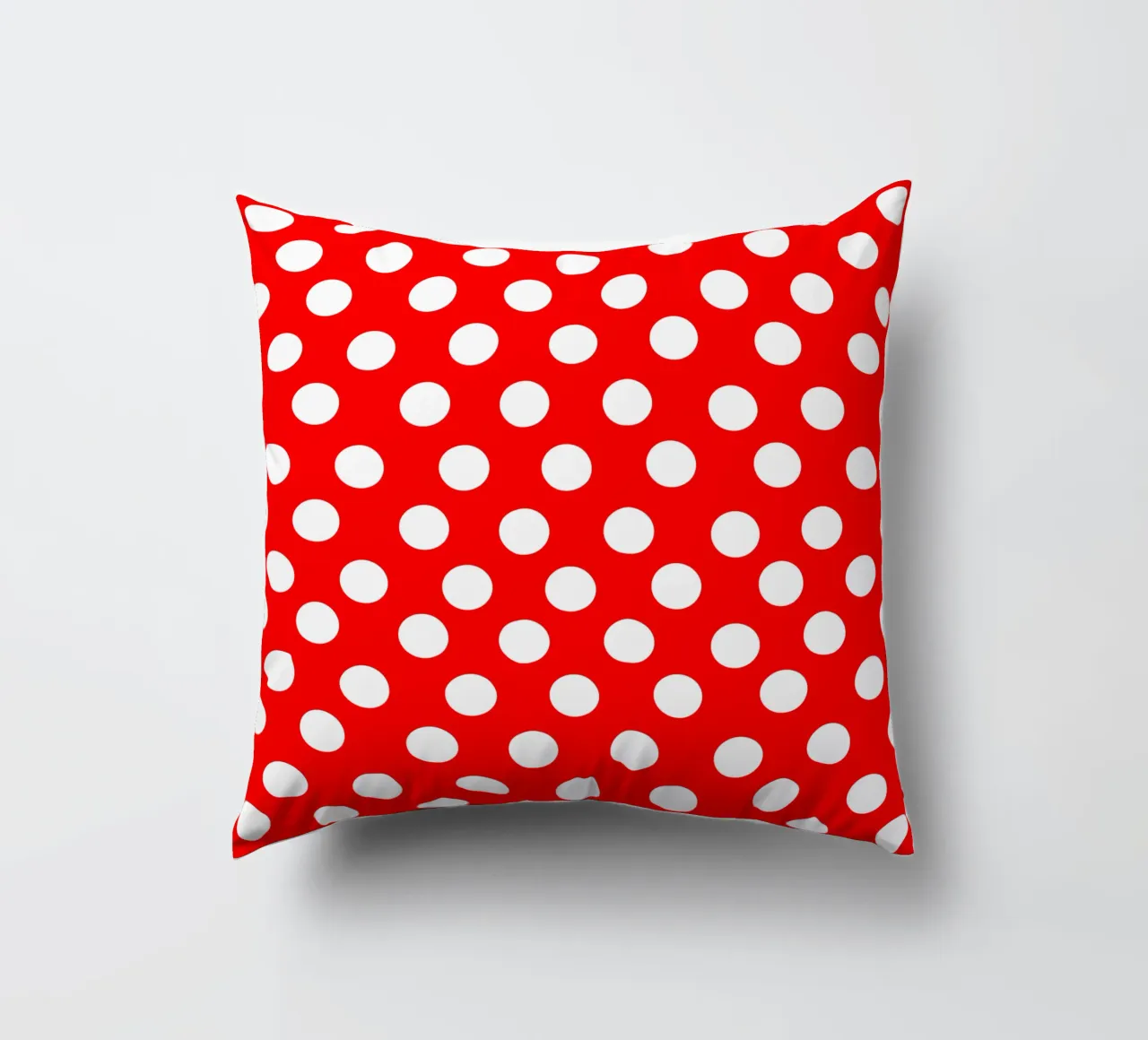 Red polka dots pattern decorative cushion by baobabprintstore