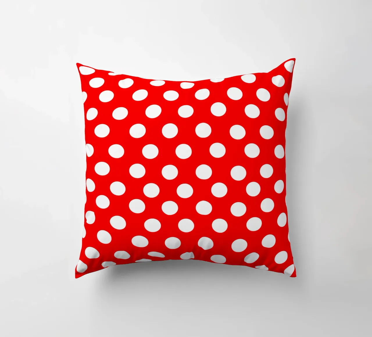 Red polka dots pattern decorative cushion by baobabprintstore