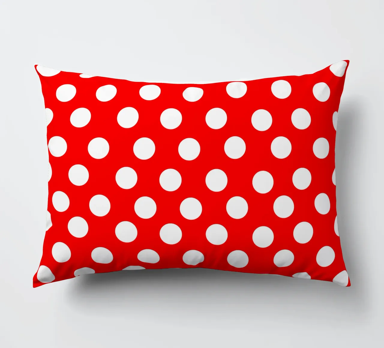 Red polka dots pattern decorative cushion by baobabprintstore