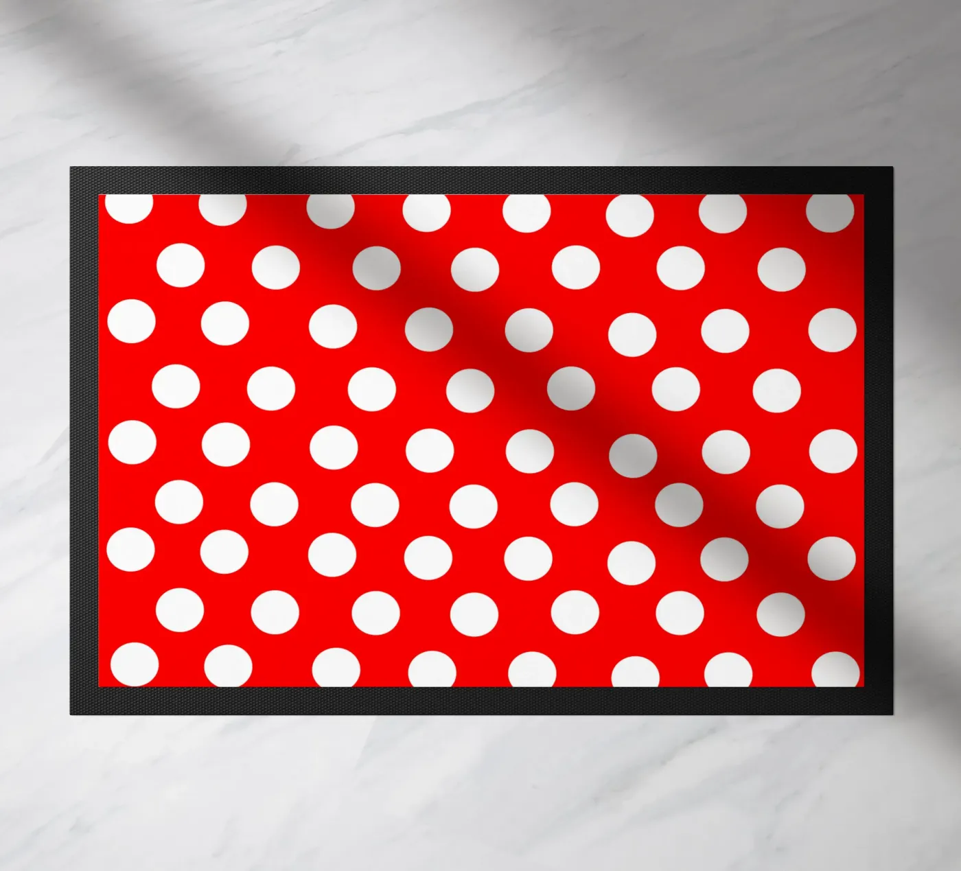Red polka dots pattern doormat by baobabprintstore
