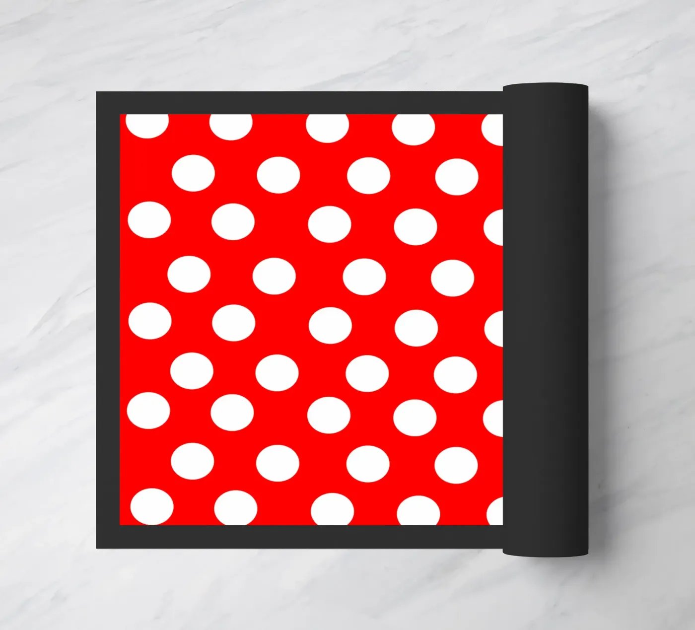Red polka dots pattern doormat by baobabprintstore