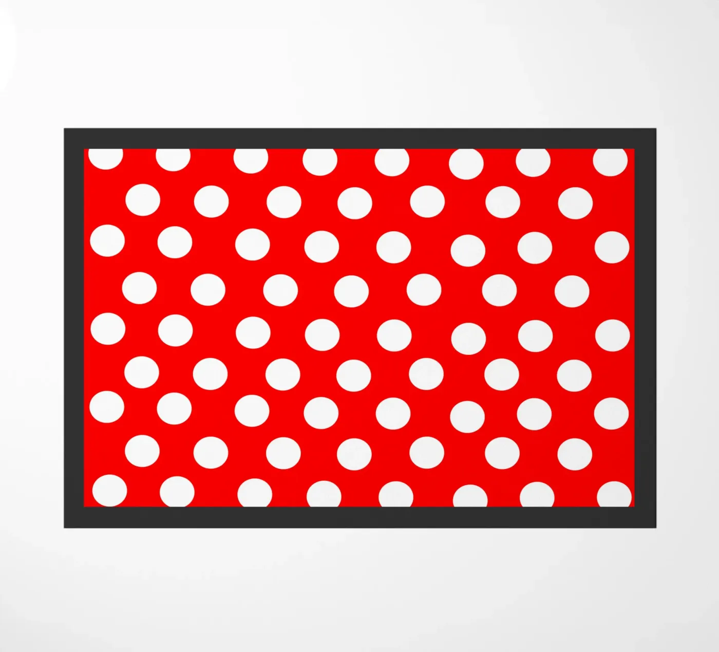 Red polka dots pattern doormat by baobabprintstore