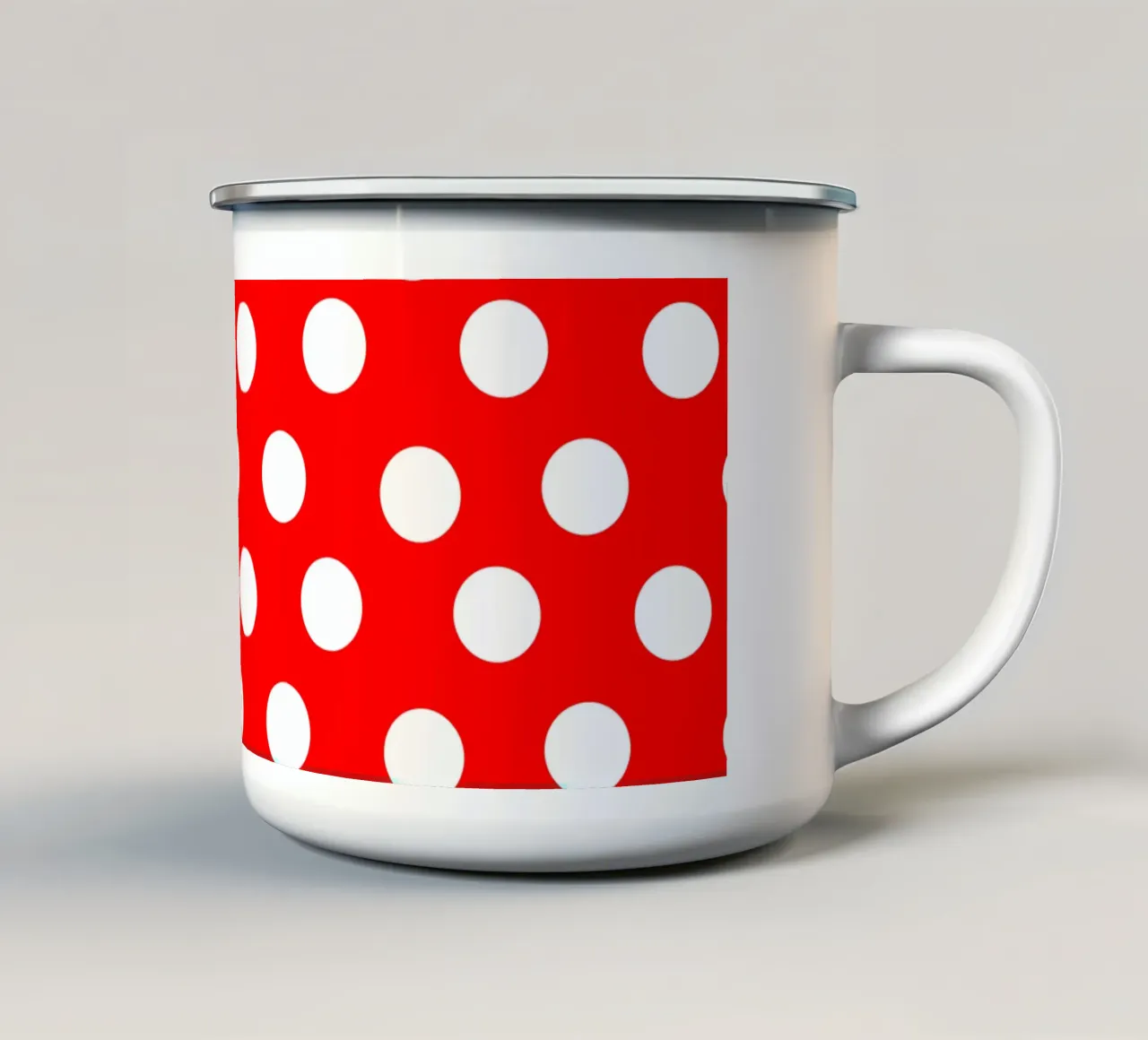 Red polka dots pattern mug en émail de baobabprintstore