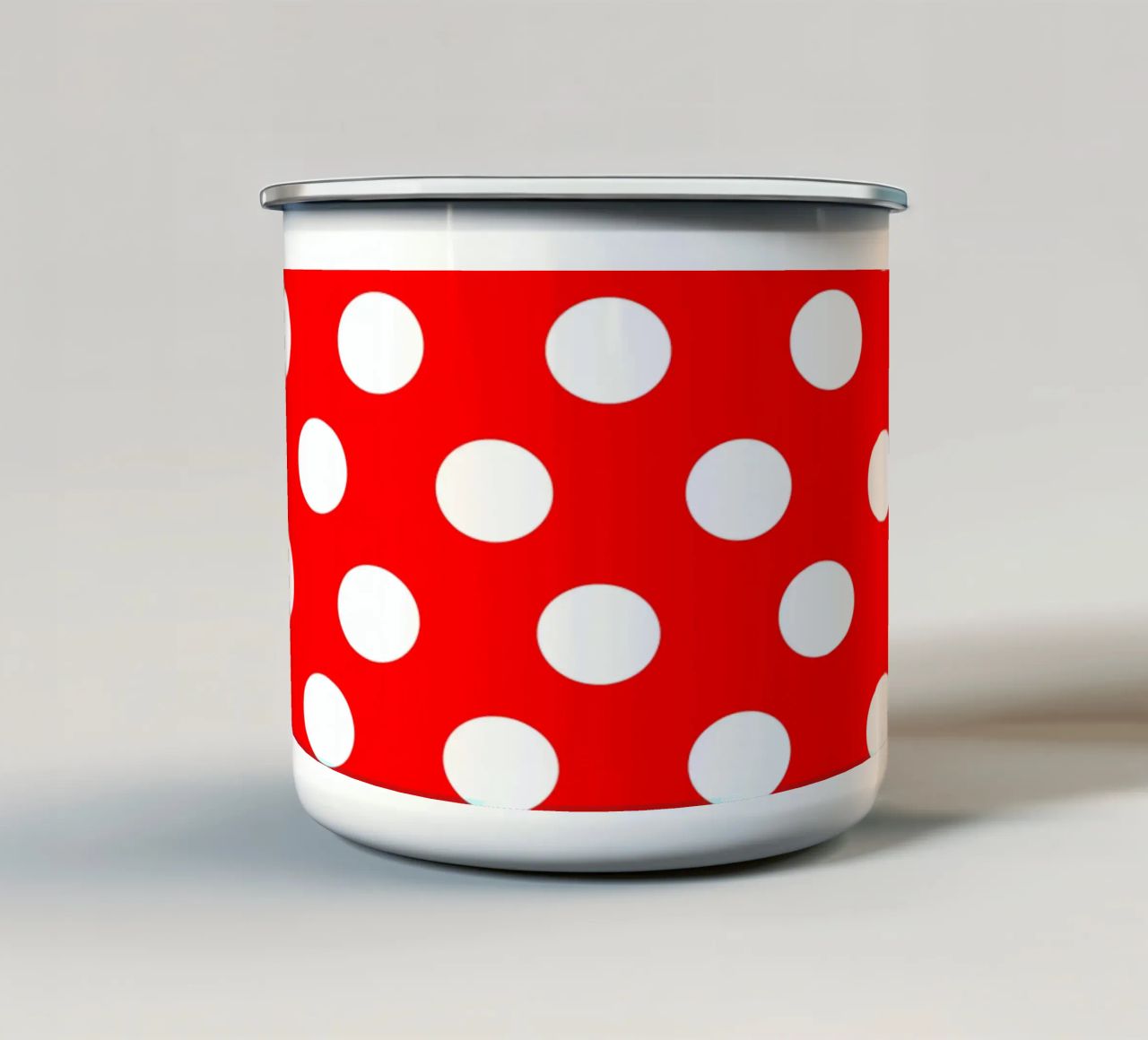 Red polka dots pattern tazza in smalto da baobabprintstore