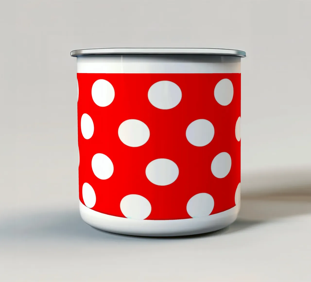 Red polka dots pattern emaille mok van baobabprintstore