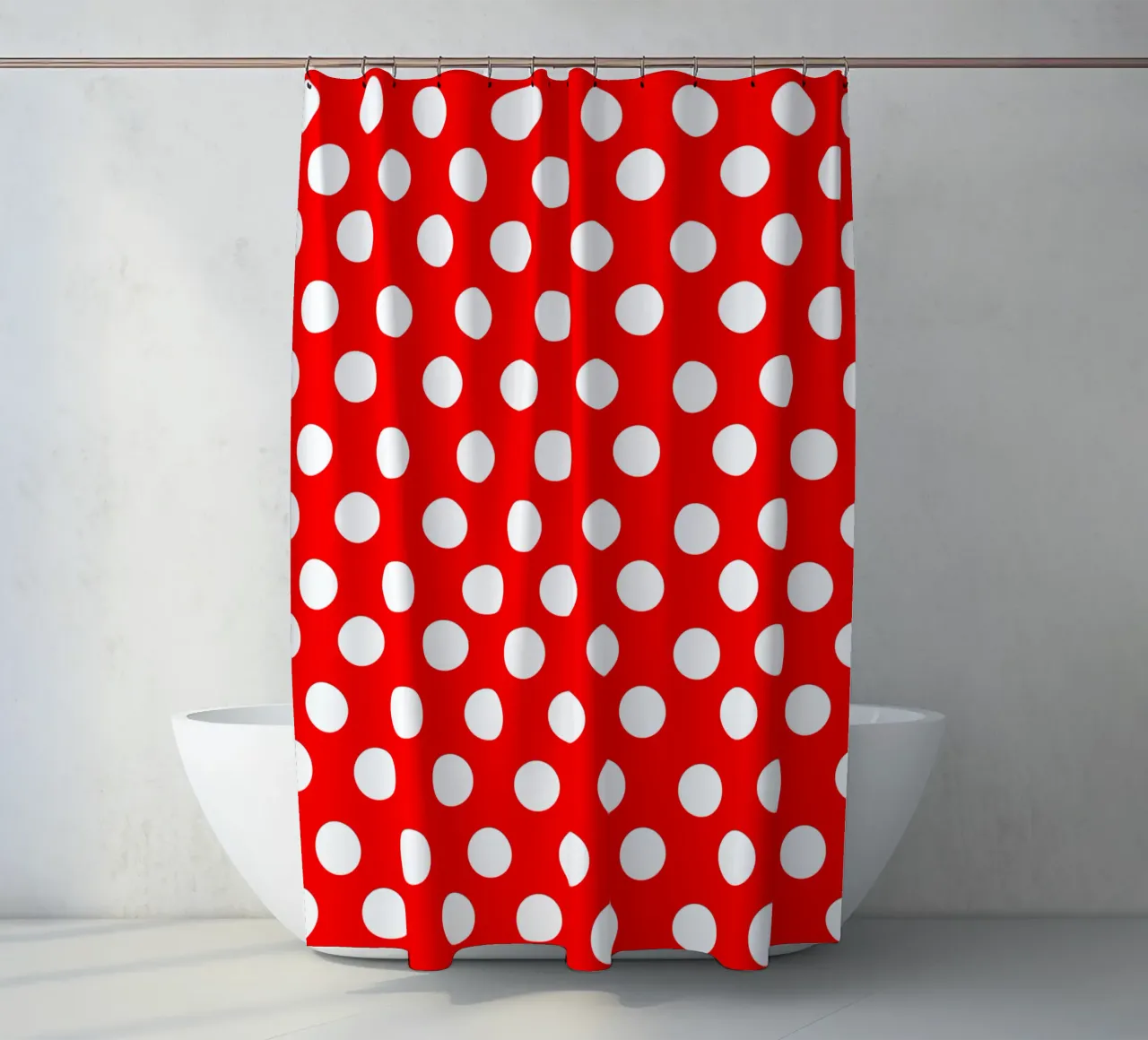 Red polka dots pattern tenda da doccia da baobabprintstore