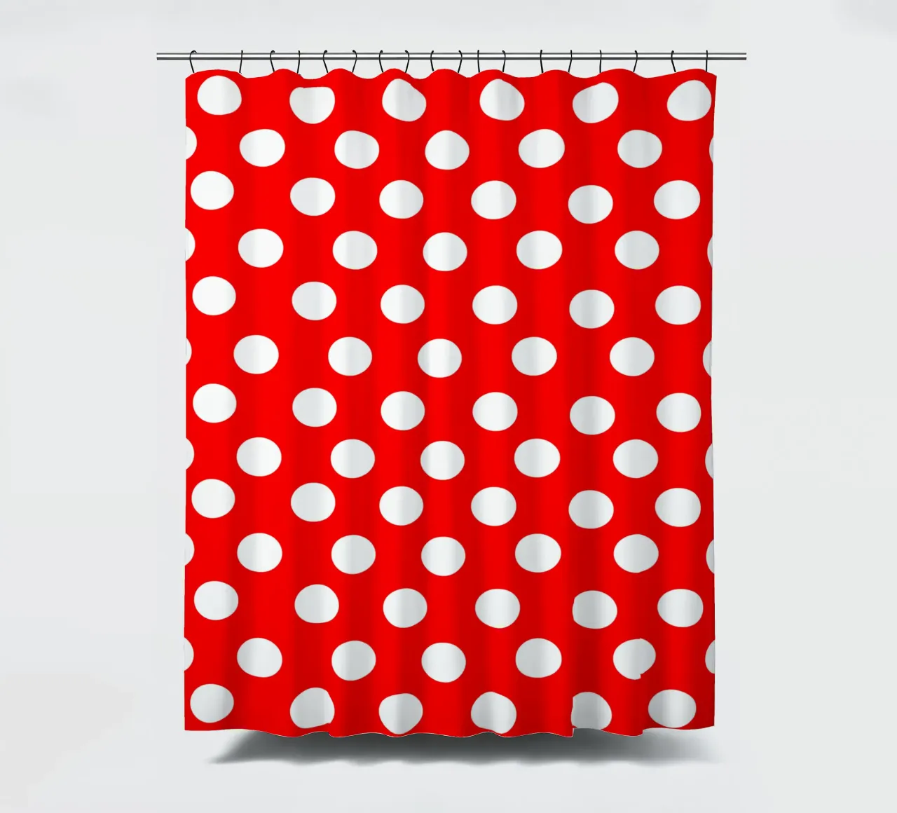 Red polka dots pattern tenda da doccia da baobabprintstore