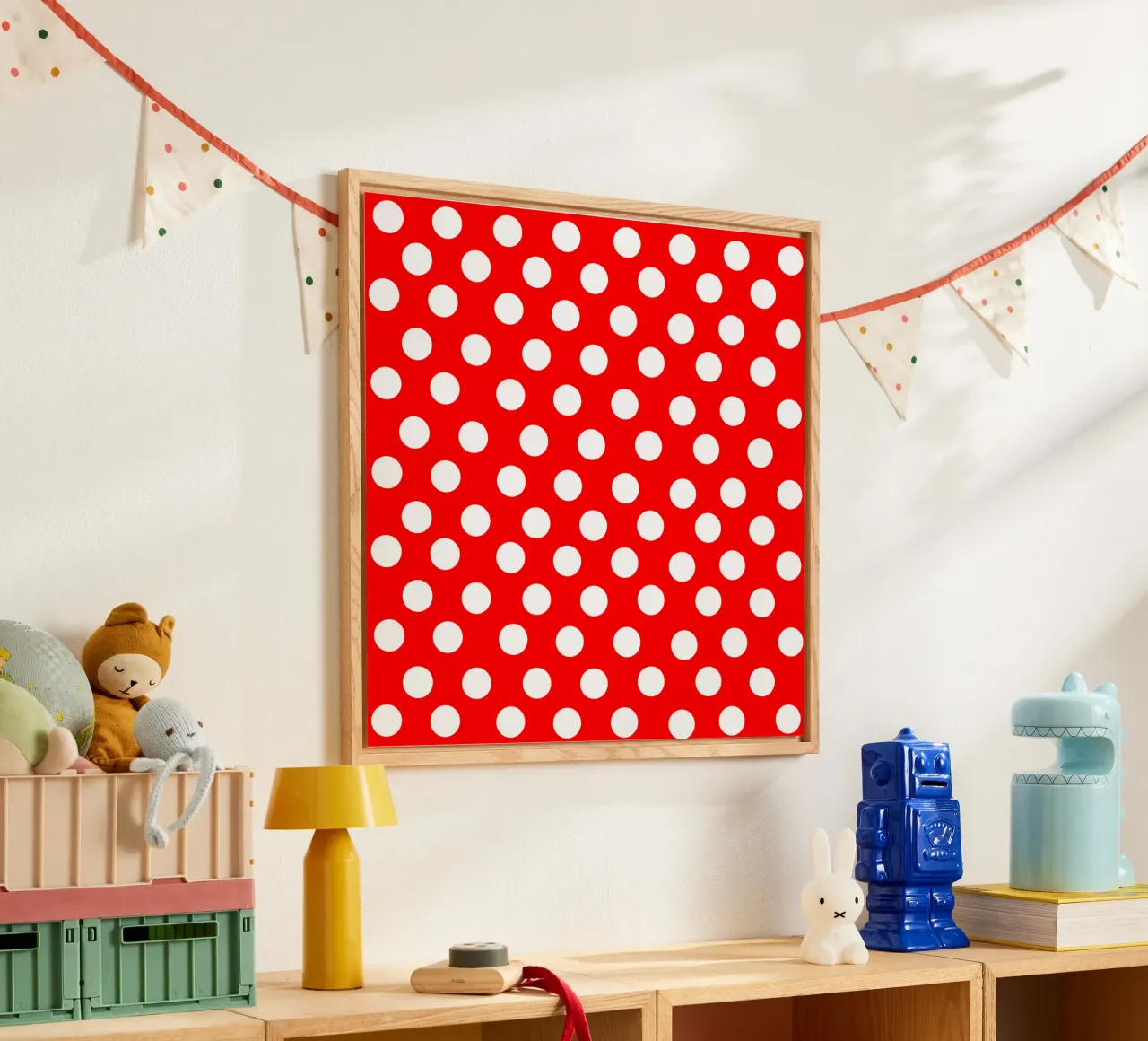 Red polka dots pattern acryl van baobabprintstore