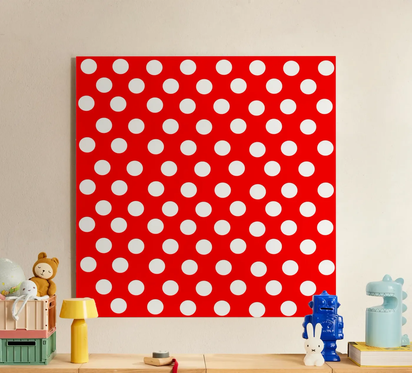 Red polka dots pattern plexiglass da baobabprintstore