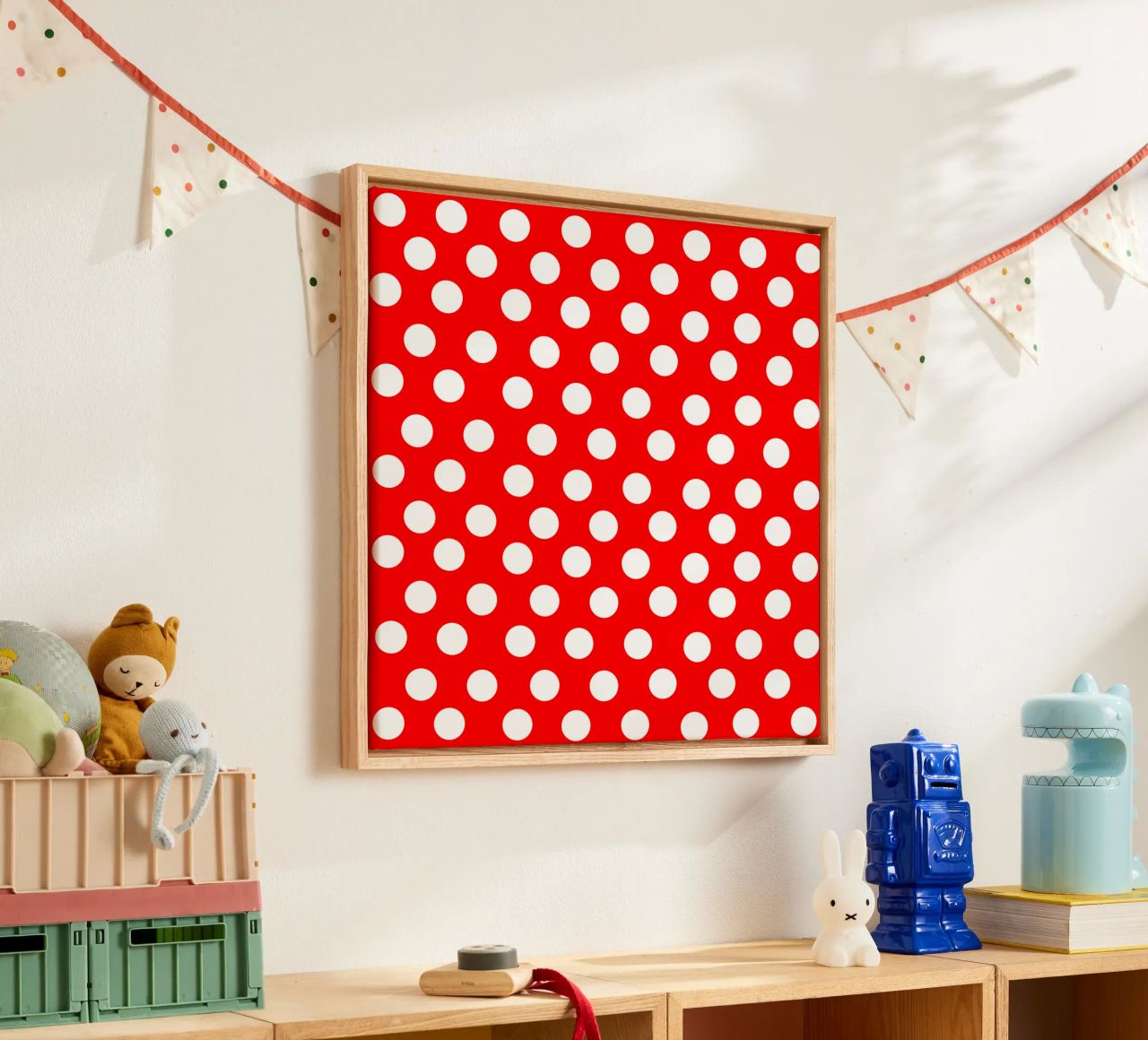 Red polka dots pattern tela da baobabprintstore