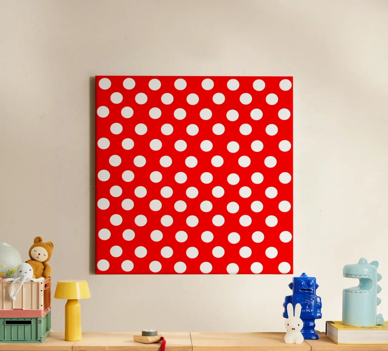 Red polka dots pattern Leinwand von baobabprintstore
