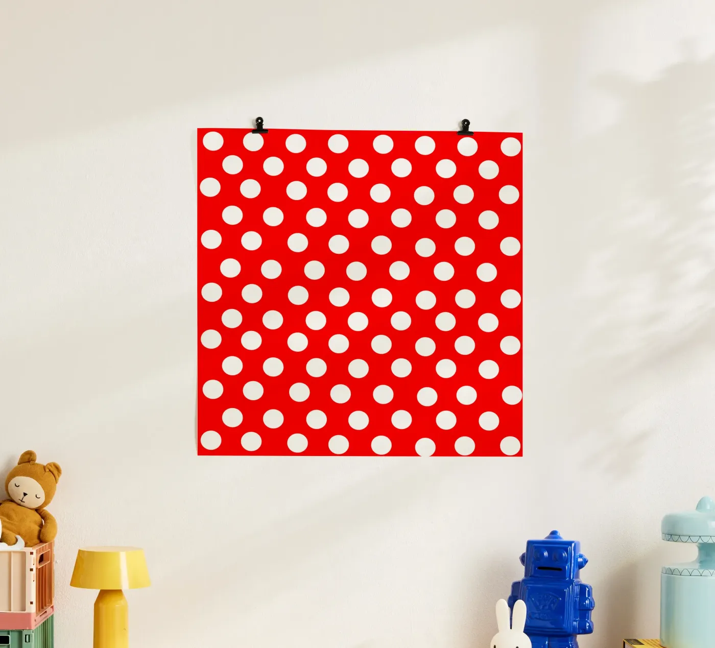 Red polka dots pattern poster de baobabprintstore