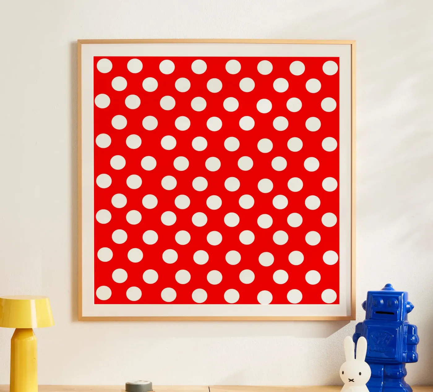 Red polka dots pattern poster da baobabprintstore