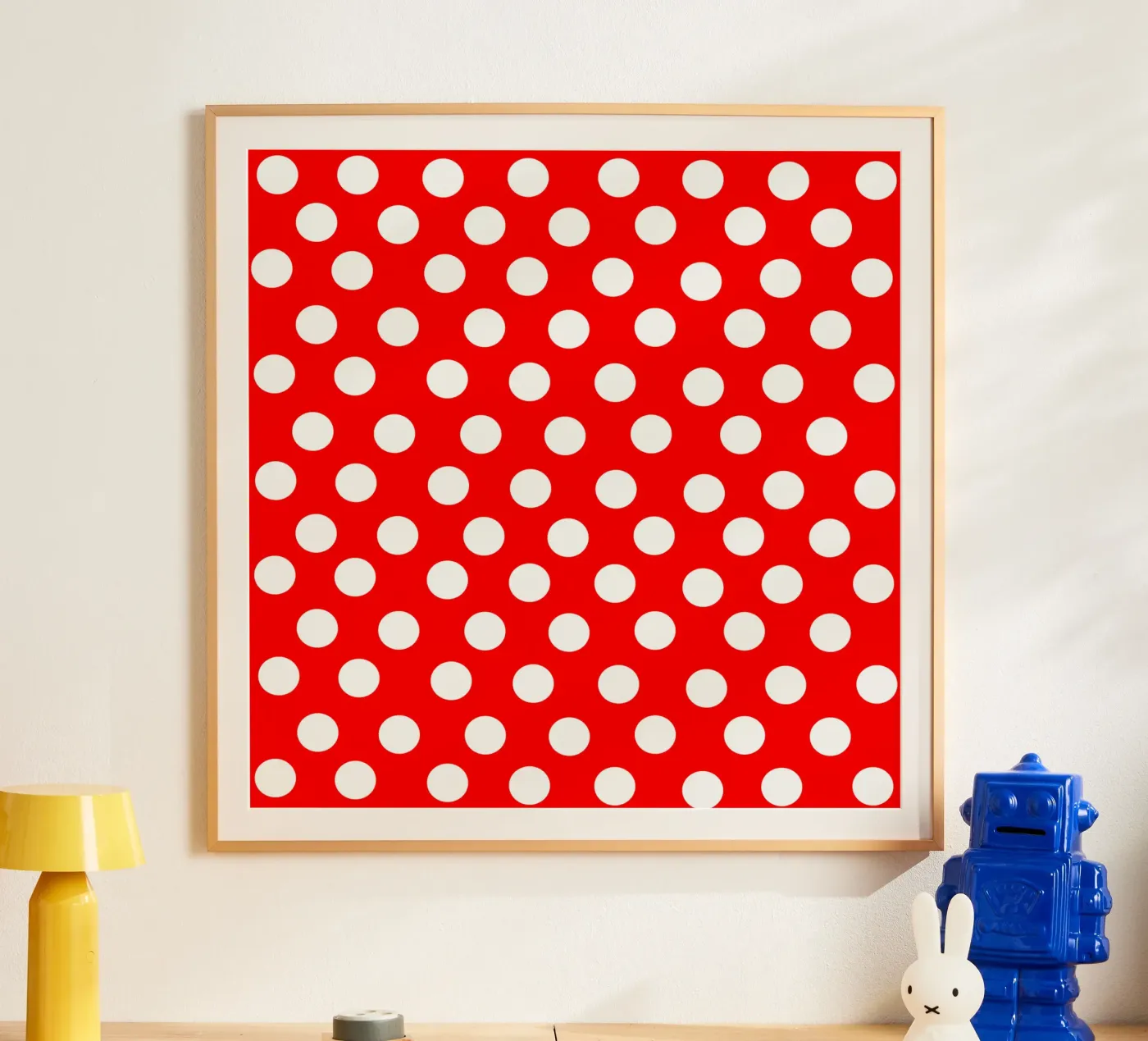 Red polka dots pattern poster de baobabprintstore