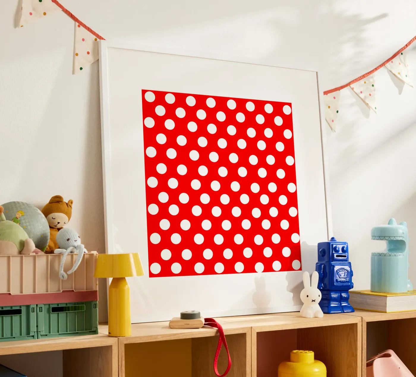 Red polka dots pattern poster de baobabprintstore